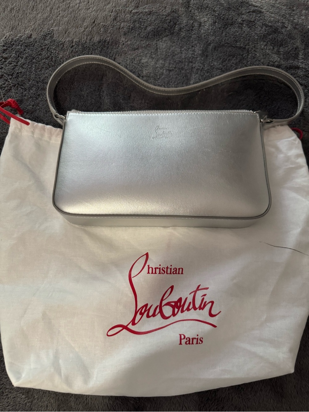 Christian Louboutin Metallic Silver Leather Shoulder Bag